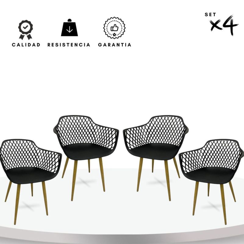 EKONOMODO COLOMBIA - Silla De Diseño Trina Negra Set X4