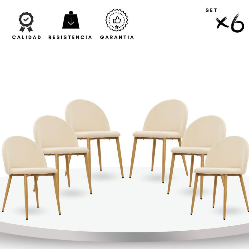 EKONOMODO COLOMBIA - Silla De Comedor Tapizada Anix Arena Set X6