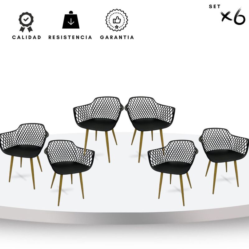 EKONOMODO COLOMBIA - Silla De Diseño Trina Negra Set X6