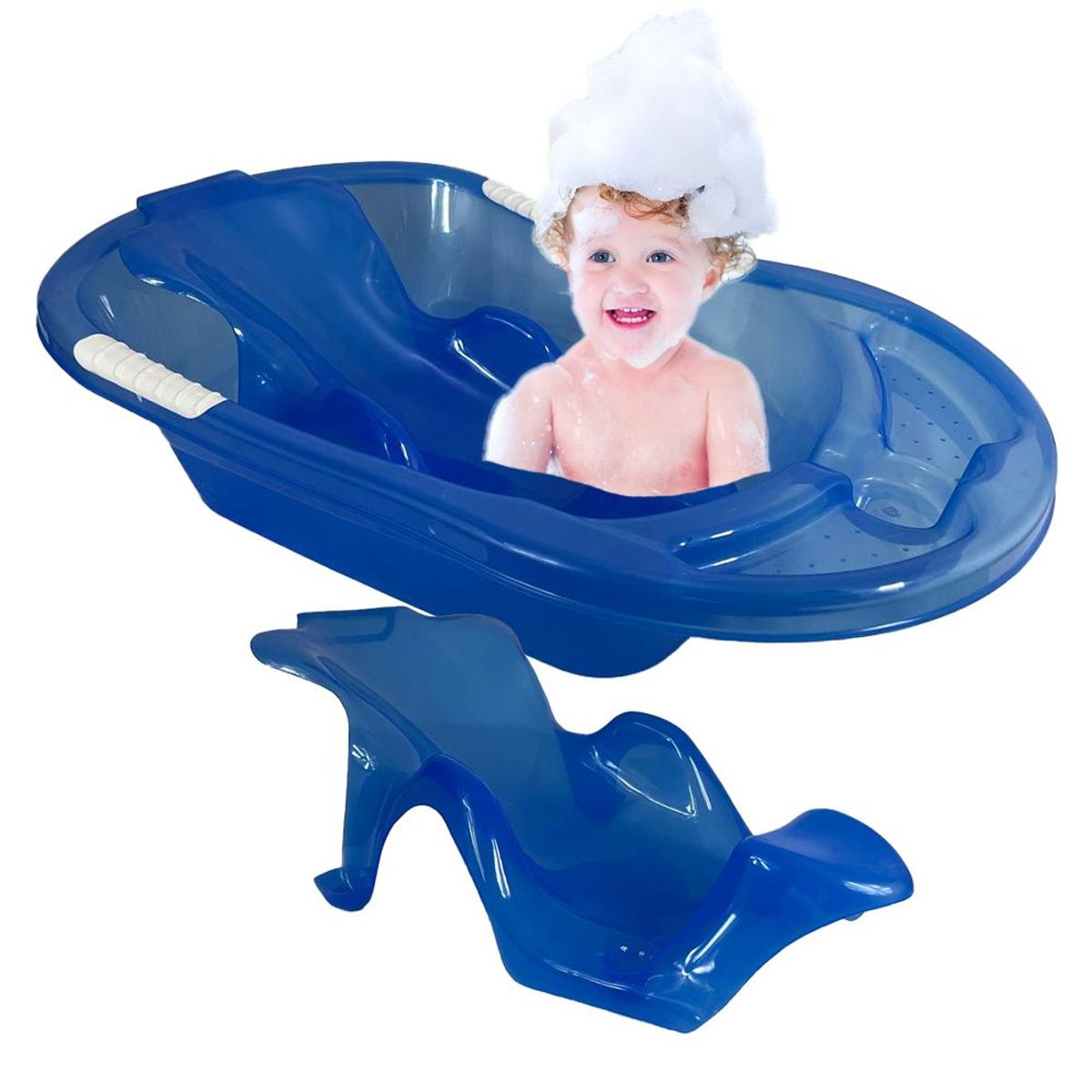 GENERICO - Bañera O Tina De Baño plastico con soporte Para Bebe Azul