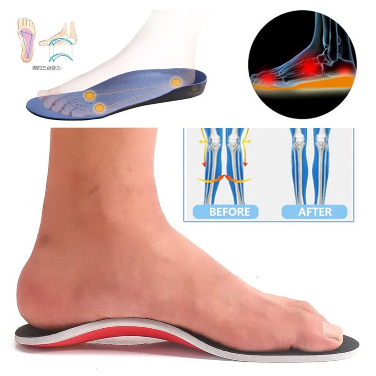 GENERICO - Plantilla Ortopédica Pie Plano Soporte de Arco Rígido 35-39