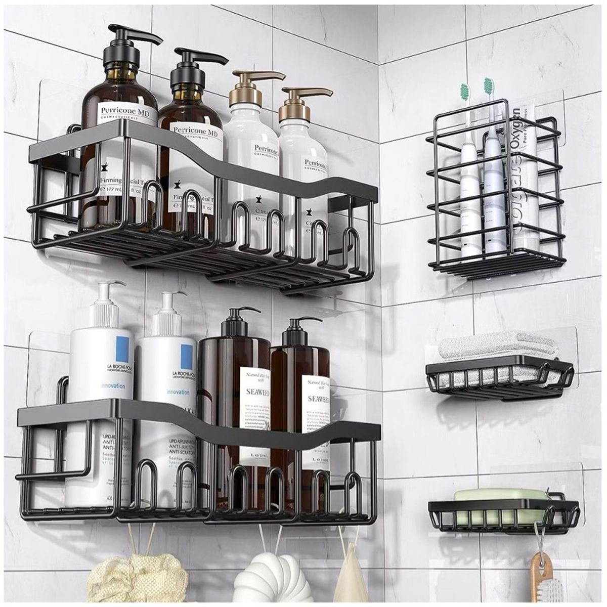 ONE PIXEL - Estante Organizador Para Ducha 5 Pcs Soporte Productos