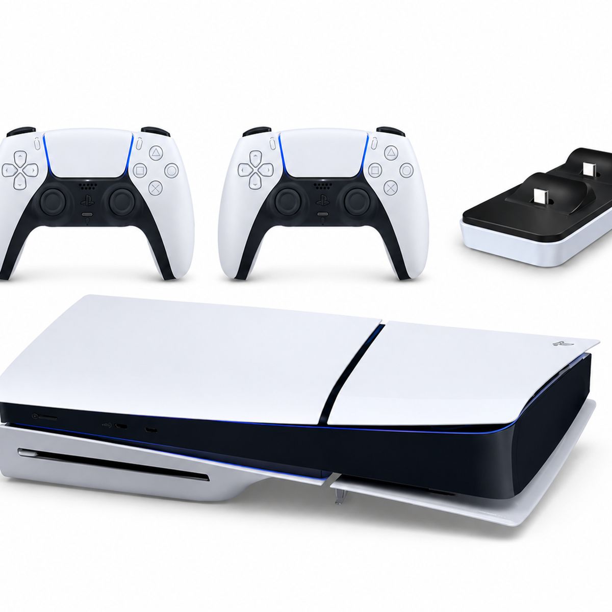 SONY - Consola PS5 Slim 1TB Sony +2Controles+Fc24+GtaV+CargadorDobe