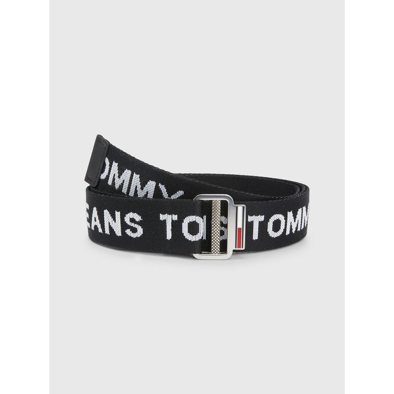 TOMMY HILFIGER - Cinturón Baxter Textil Con Inscripción Hombre Negro Tommy Hilfiger