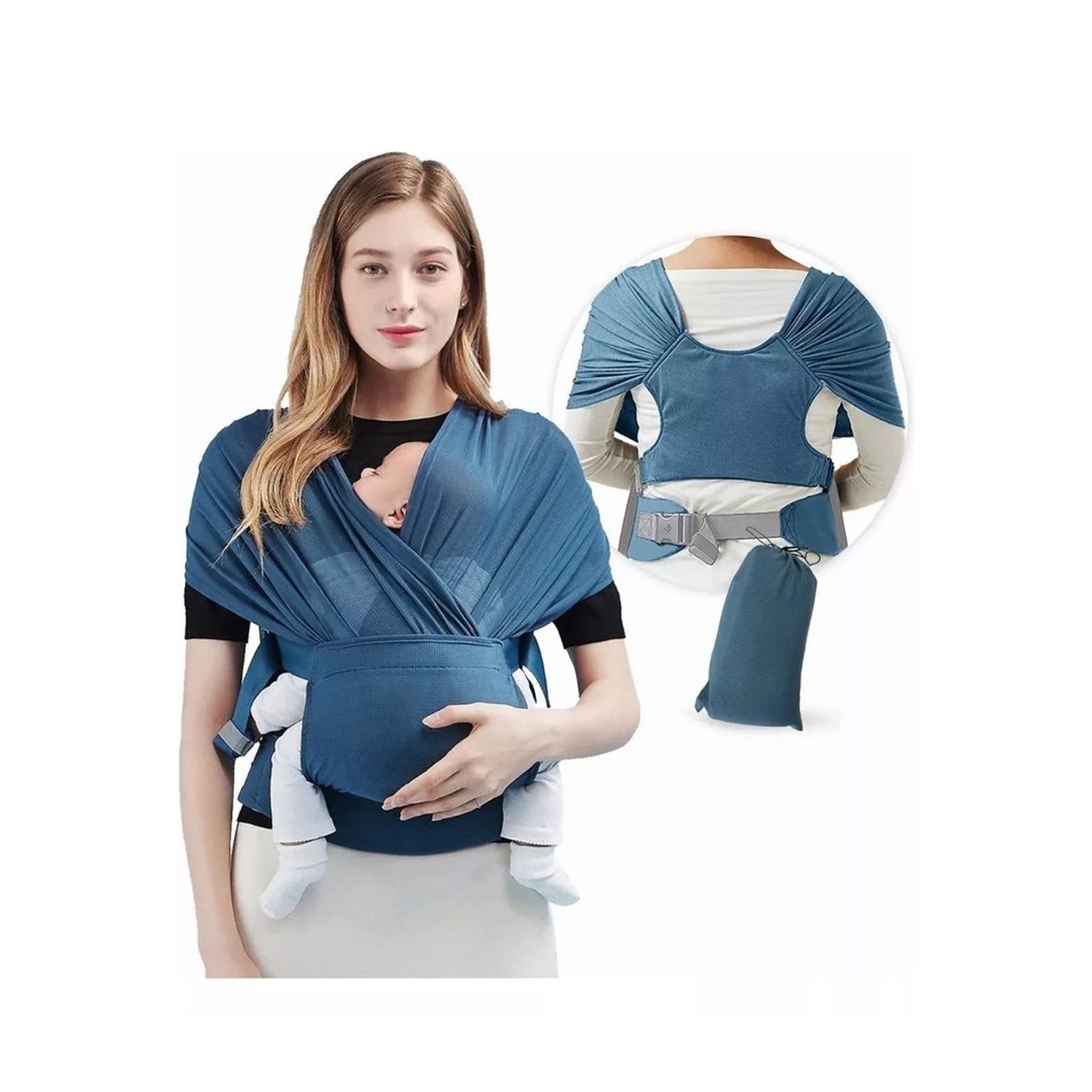 Fular Elástico Cargador Porta Bebe Confort Plus Chaleco Azul JON