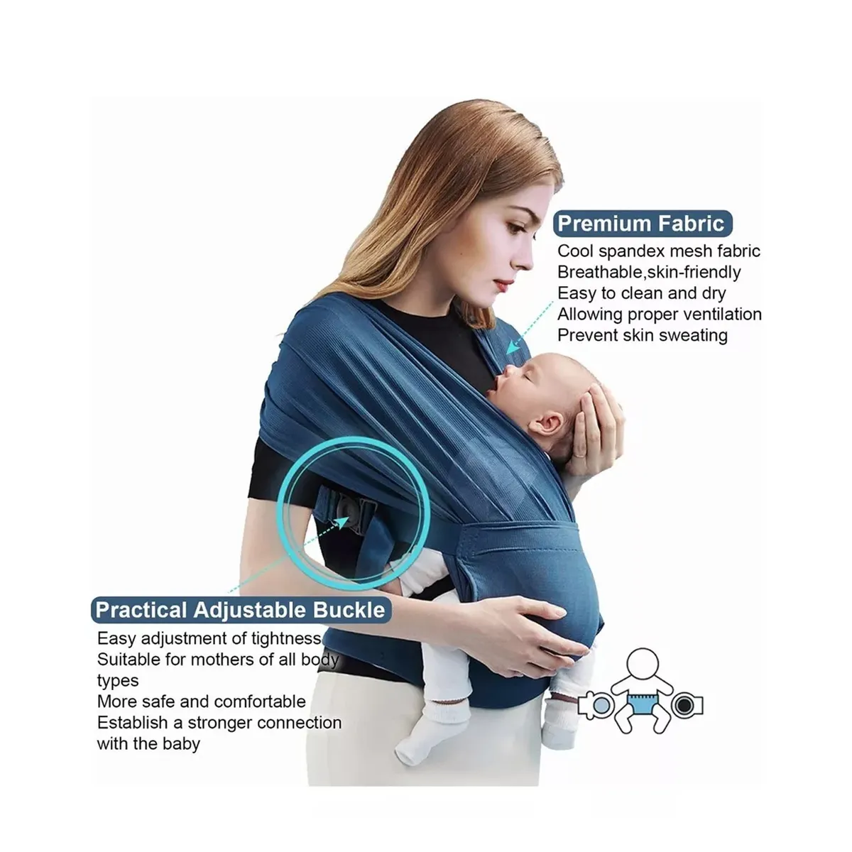 JON DI GROUP SAS - Fular Elástico Cargador Porta Bebe Confort Plus Chaleco Negro