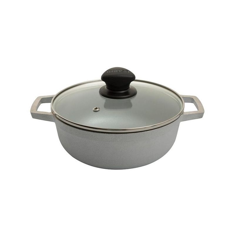 IMUSA - Caldero imusa 20 cm aluminio fundido con tapa de vidrio