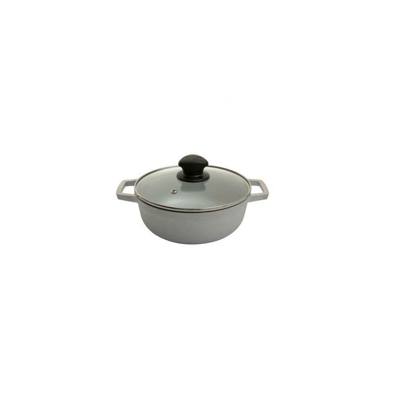 IMUSA - Caldero imusa 18 cm aluminio fundido con tapa de vidrio