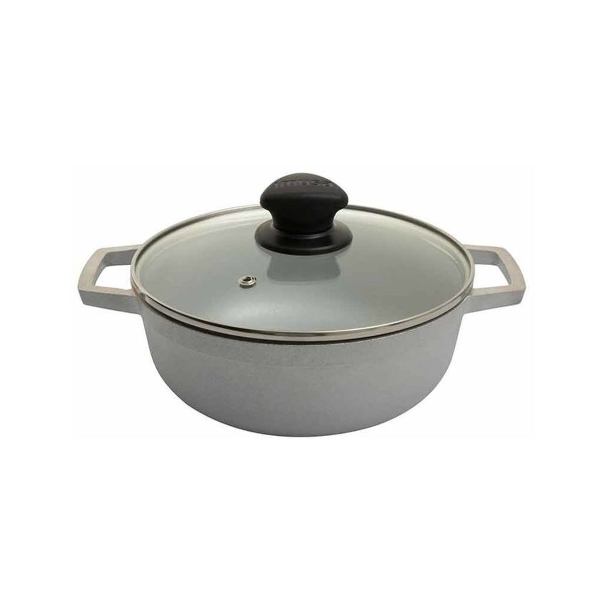 IMUSA - Caldero imusa 22 cm aluminio fundido con tapa de vidrio
