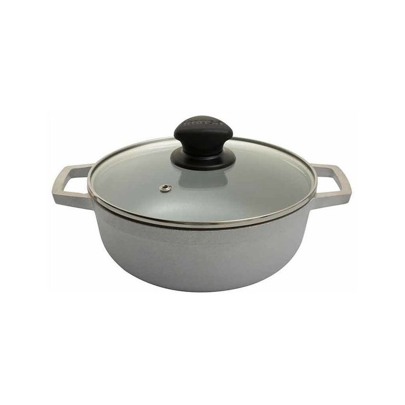 IMUSA - Caldero imusa 22 cm aluminio fundido con tapa de vidrio