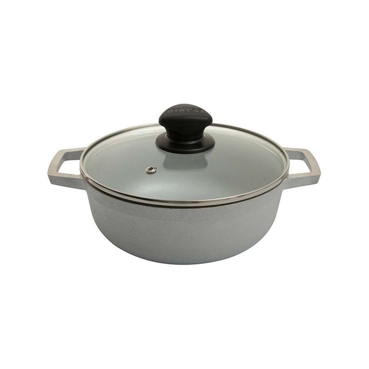 IMUSA - Caldero imusa 24 cm aluminio fundido con tapa de vidrio