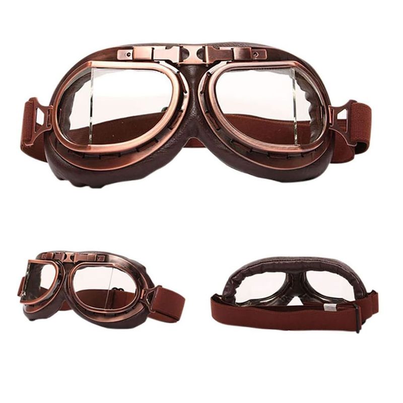 GENERICO - Gafas Moto Acolchadas A Prueba De Viento Vintage Bronce
