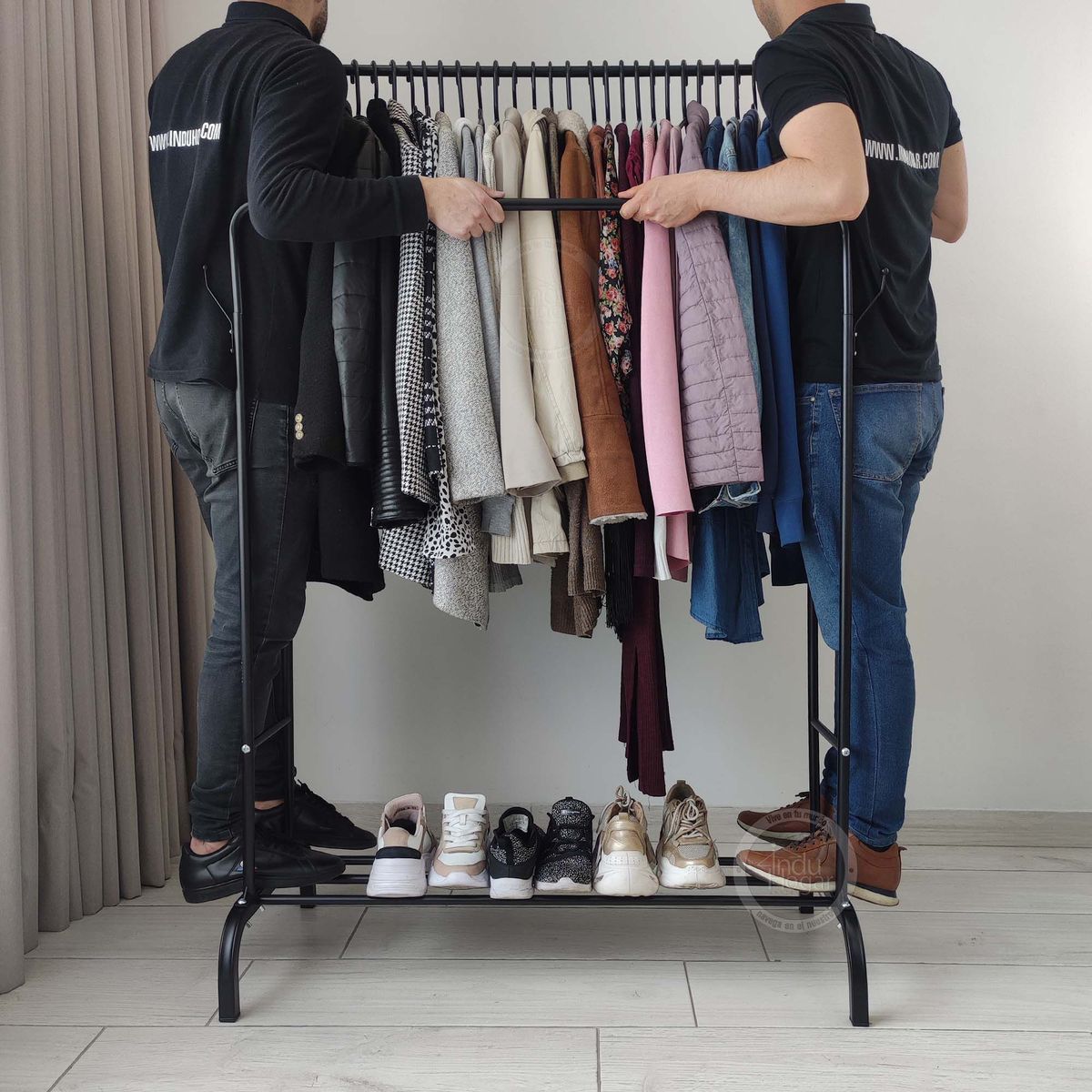 INDUHOGAR - Exhibidor perchero doble barra de uso industrial o pesado