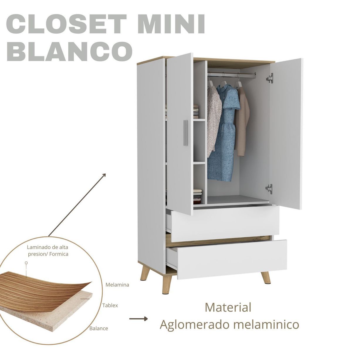 EKONOMODO COLOMBIA - Closet mini blanco duna