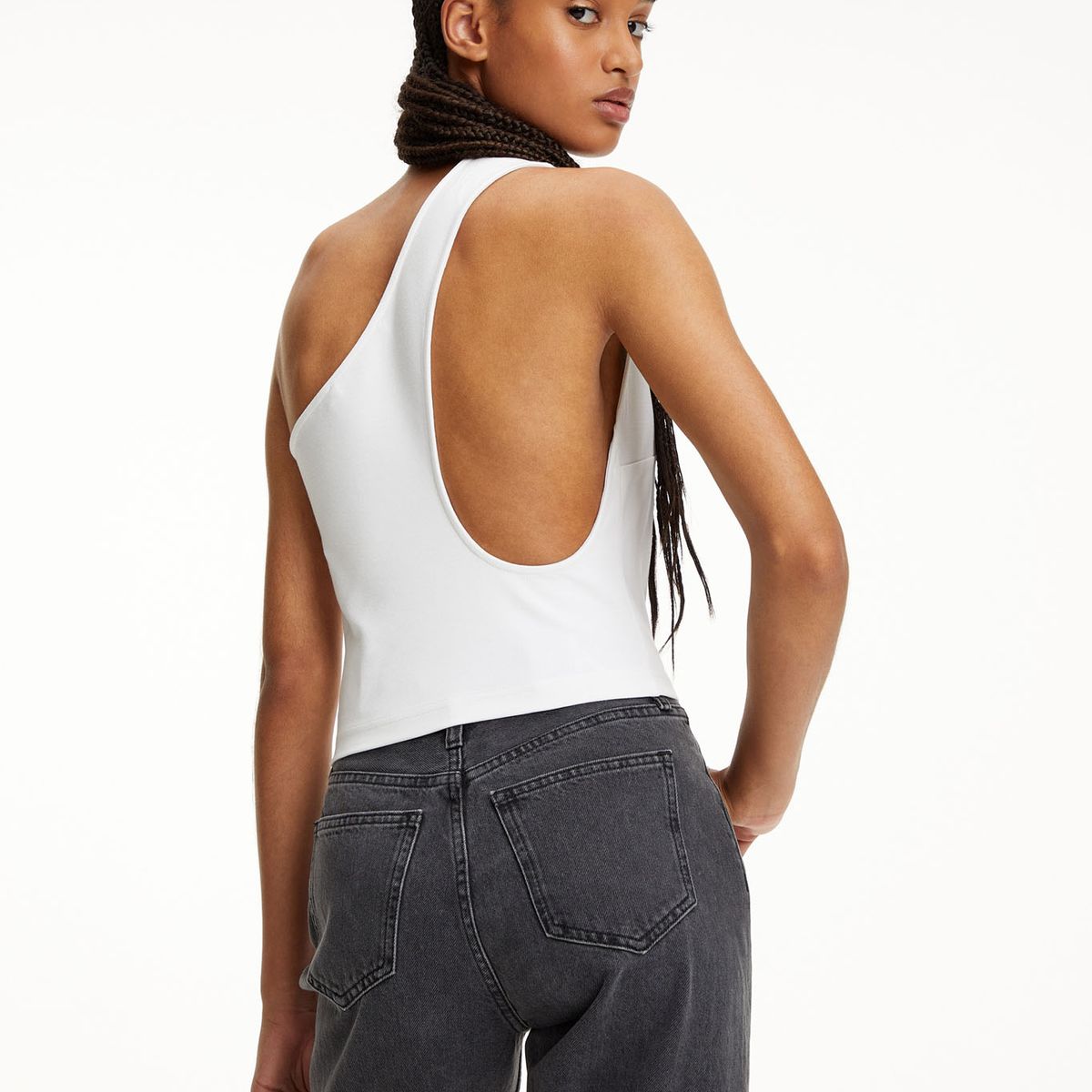 CALVIN KLEIN - Top Blanco De Punto Milano Con Hombro Descubierto