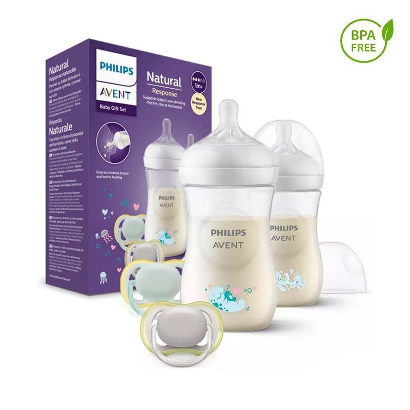 AVENT - Set X2 Teteros Avent Natural Decorado 9Oz Con Entretenedores