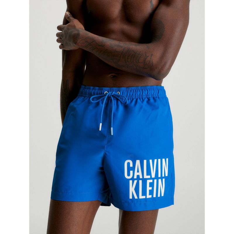 CALVIN KLEIN - Bañador De Largo Medio Con Cordón  Intense Power Hombre Azul Calvin Klein