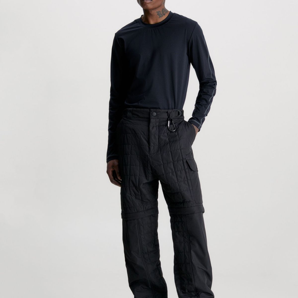 CALVIN KLEIN - Camiseta De Manga Larga Elástica Slim Con Logo Hombre Negro Calvin Klein