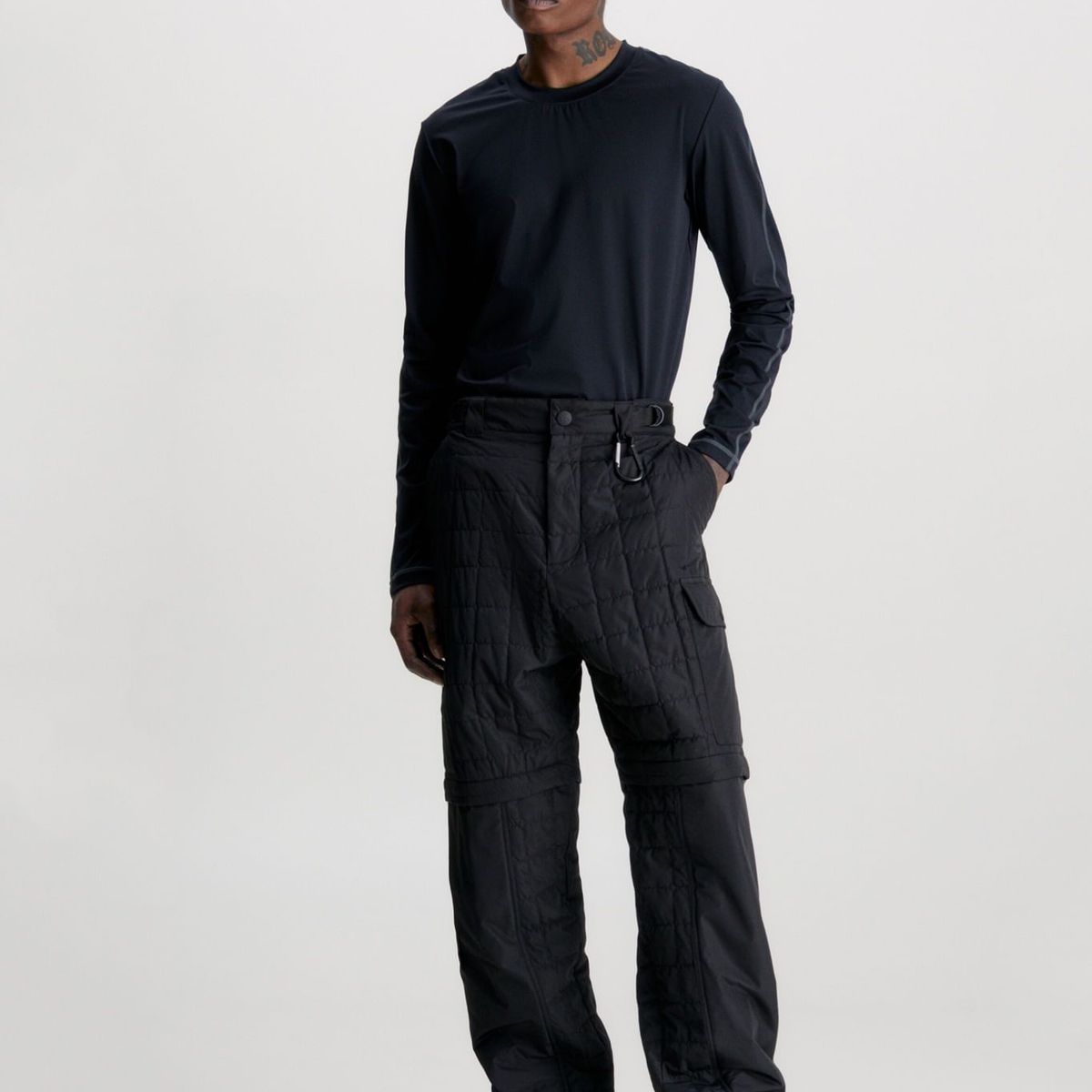 CALVIN KLEIN - Camiseta De Manga Larga Elástica Slim Con Logo Hombre Negro Calvin Klein