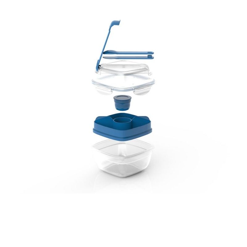 LOCK AND LOCK - Recipiente Para Ensalada 3 En 1 - 950 Ml Azul