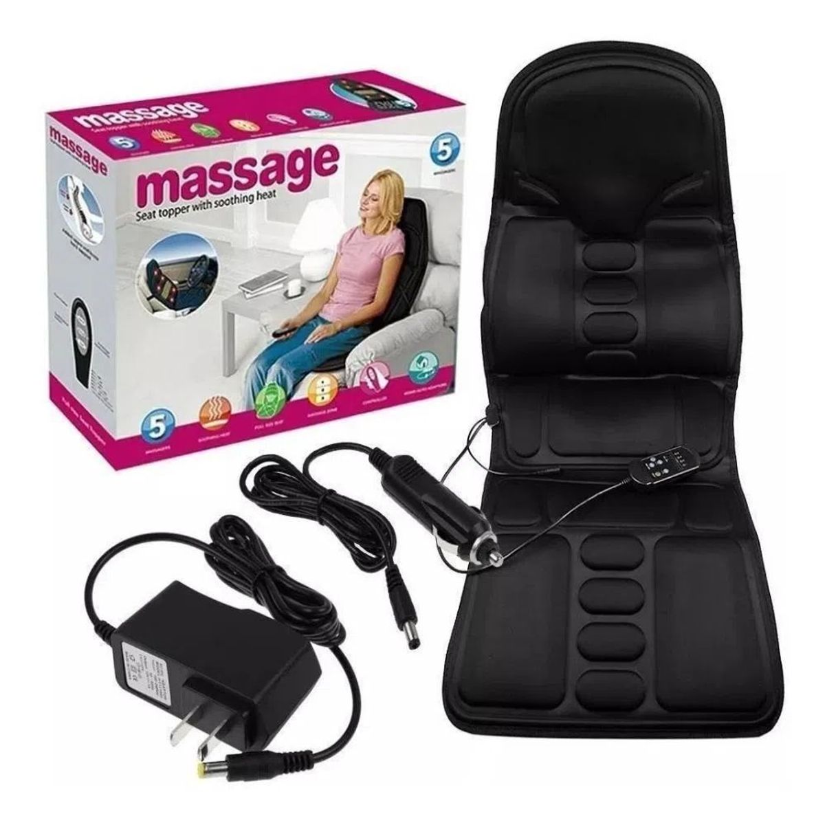 TECNOHOGAR JS - Silla Masajeadora Relajante Para Carro Y Hogar 12v 110v