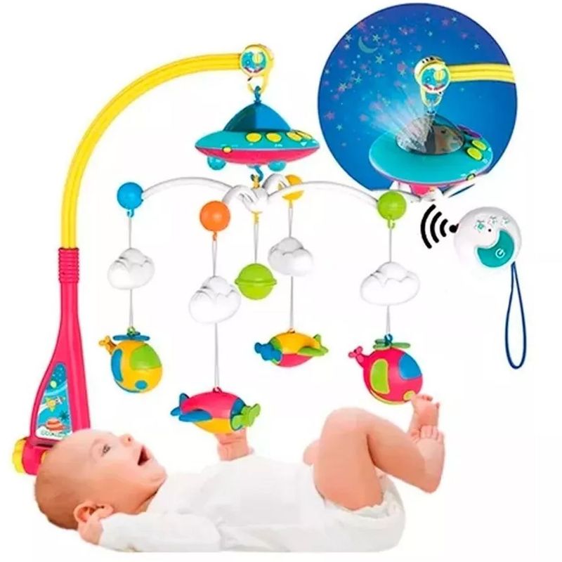 ONE PIXEL - Movil Musical Cuna Bebe Con Proyector Y Control Remoto