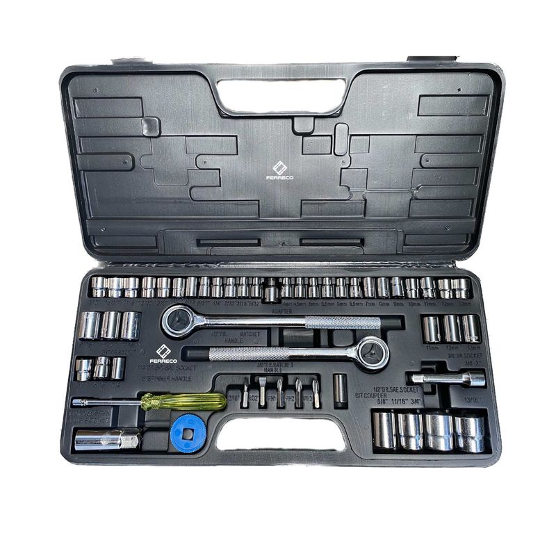 GENERICO - Juego De Herramienta Copas 51 Pz Ratchet Profesional Ferreco Basics