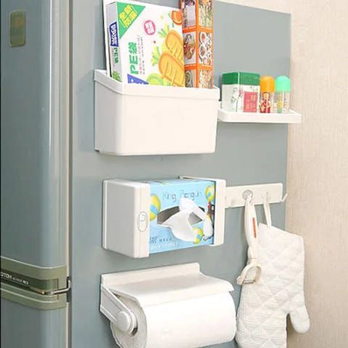 GENERICO - Organizador Cocina Magnetico De Nevera 5 Piezas Dispensador