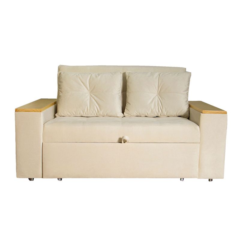 DORMILANDIA - Sofá Cama Beige Inglés 3 Posiciones + 2 Cojines