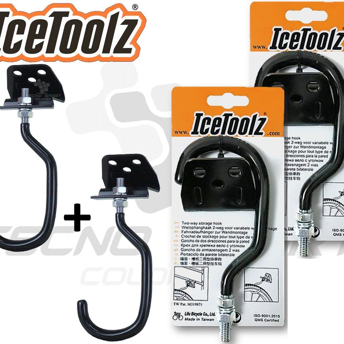 ICETOOLZ - Kit 2 Ganchos Bicicleta Pared O Madera Soporte Organizador