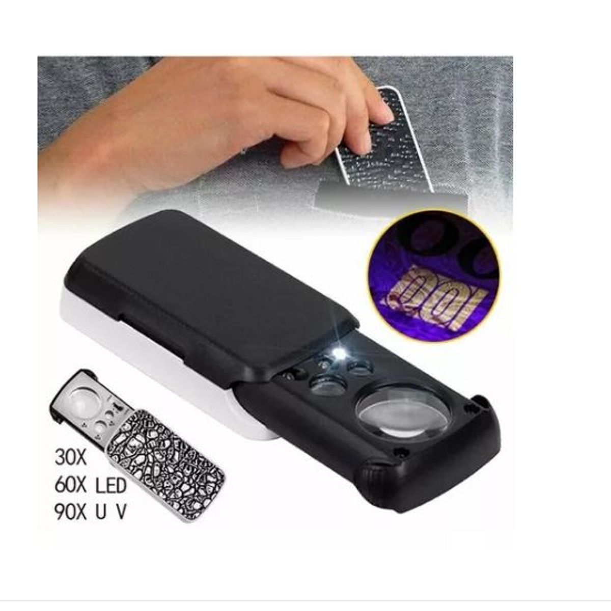 GENERICO - Lupa Led Portatil Bolsillo Lente Luz Uv Joyeria Relojero 1a