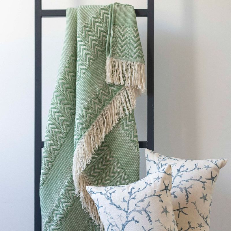 FATELARES - Manta Throw Antonieta Crudo Verde 130x180cm Fatelares