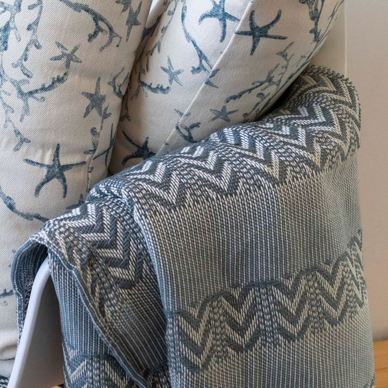 FATELARES - Manta Throw Antonieta Crudo Azul 130x180cm Fatelares