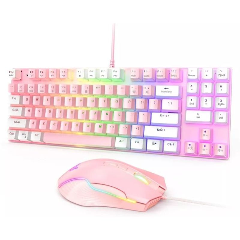 ONIKUMA - Onikuma Gaming G26 Teclado mecanico y mouse set rosa
