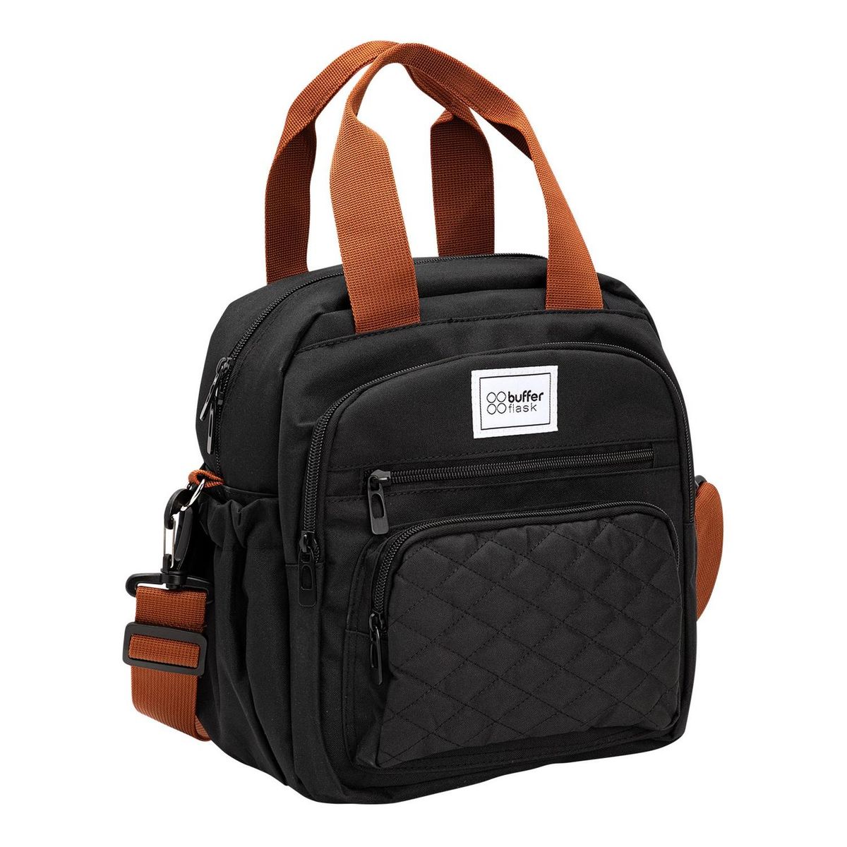 BUFFER FLASK - Lonchera Morral Termica Buffer Multiples Compartimientos - Negro