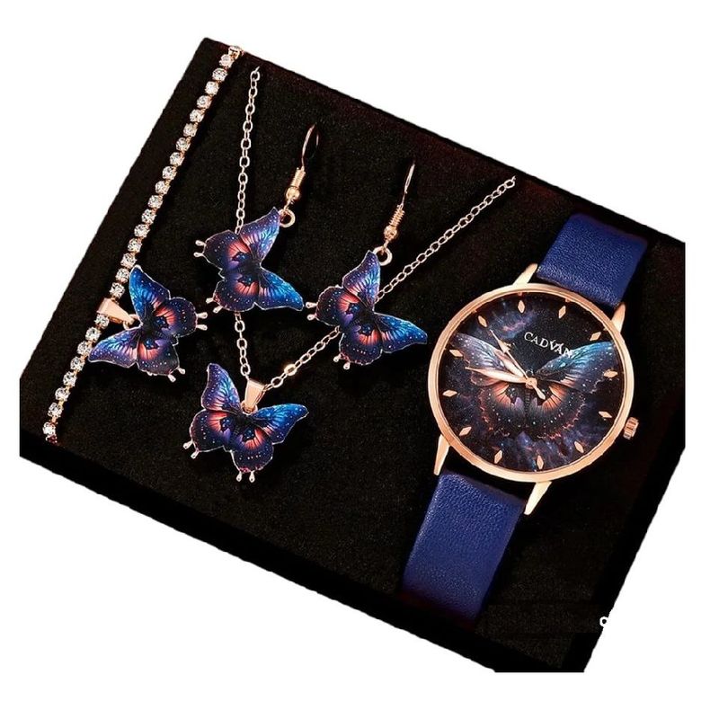 VANIDADES COLLECTIONS - Kit Reloj Mariposa Para Mujer  Juego De Collar Aretes Pulsera