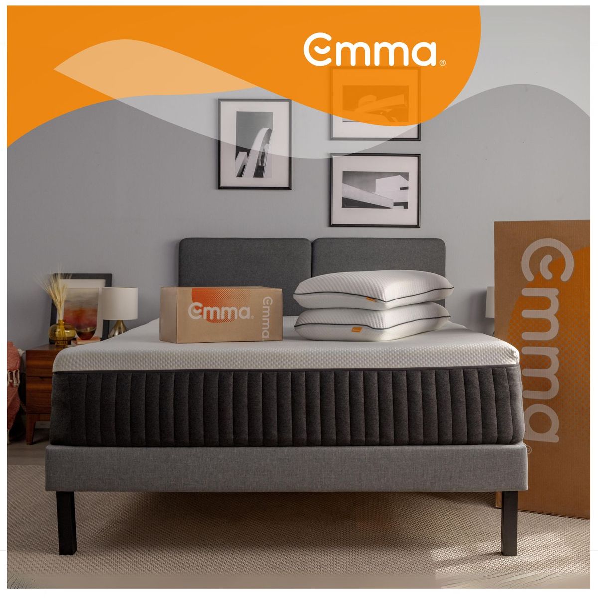 EMMA - Colchón Premium Sencillo + 2 Almohadas con Control de Temperatura.