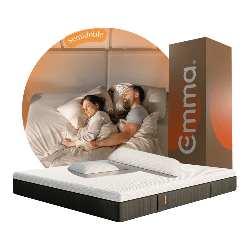 EMMA - Colchón Premium Semidoble + 2 Almohadas con Control de Temperatura.