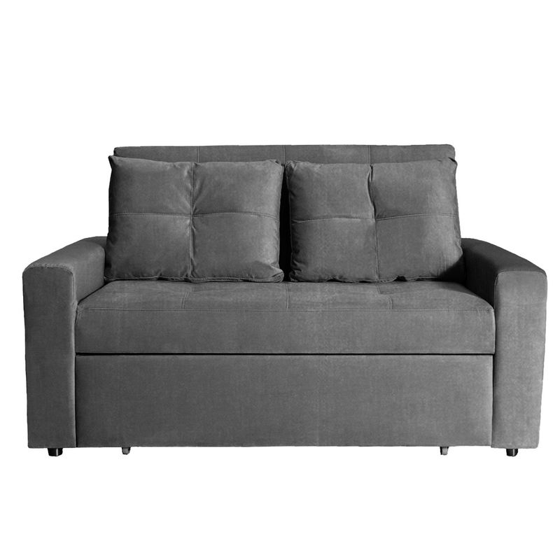 DORMILANDIA - Sofá Cama Gris Germano 3 Posiciones + 2 Cojines