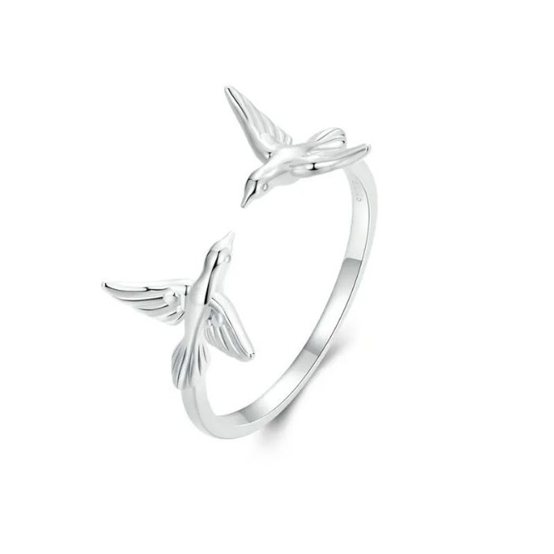 ALHAJAS - Anillo Ajustable Para Mujer Palomas Paz Fabricado En Plata 925