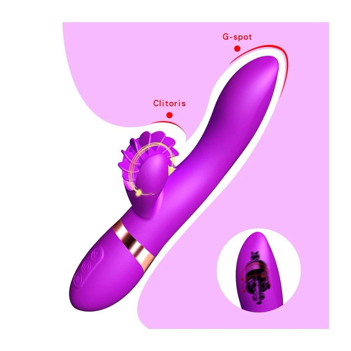 GENERICO - Vibrador Conejo Multilengua Giratoria Doble estimulación