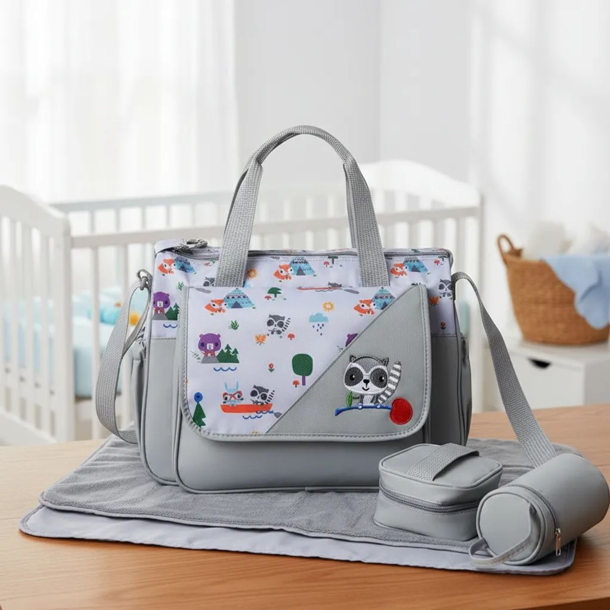IKSA - Juego De Pañalera de Ardilla Con 5 Bolsos Multifuncionales
