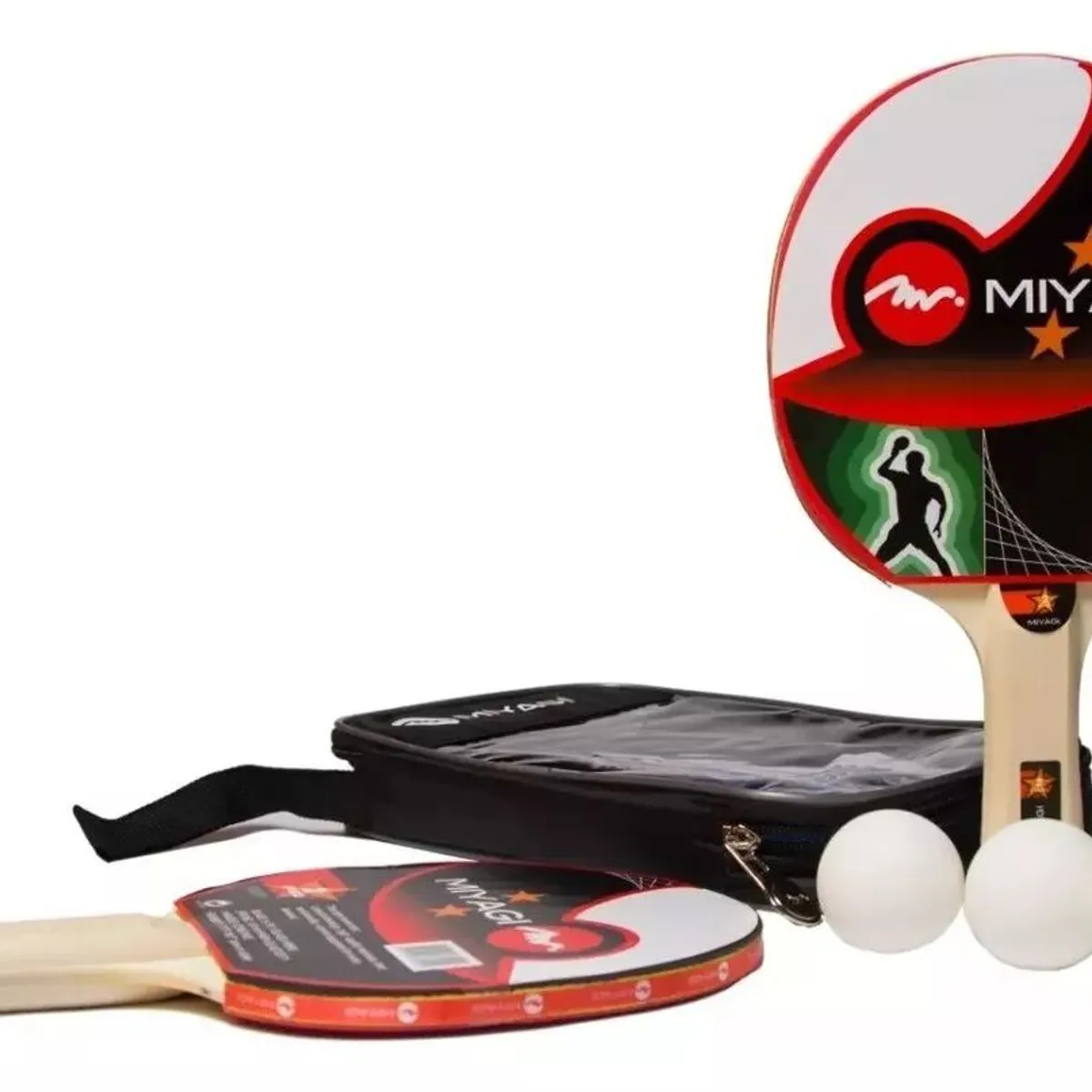 GENERICO - Set 2 Raquetas Ping Pong, 3 Pimpones Y Malla Miyagi Original