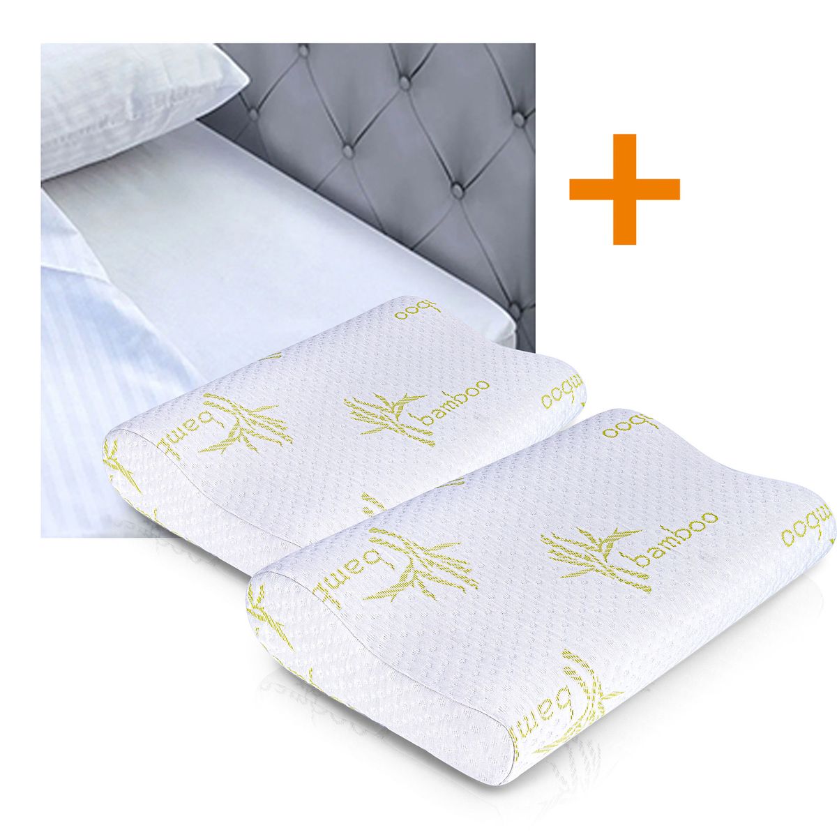 ENERGY PLUS - Combo: Protector colchón Antifluido King + 2 Almohadas Bamboo
