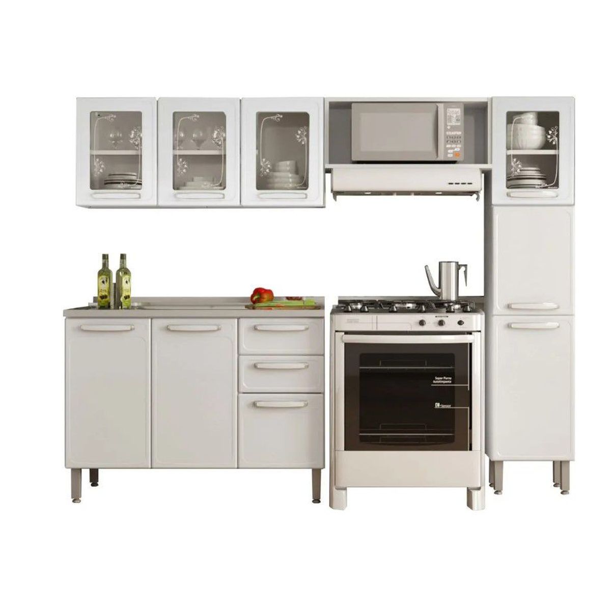 BERTOLINI - Cocina Integral de 2.20 cm  Acero al carbono Incluye Lavaplatos