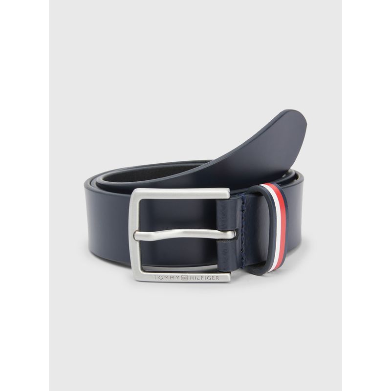TOMMY HILFIGER - Cinturón De Niño Piel Con Hebilla Cuadrada Unisex Azul Tommy Hilfiger