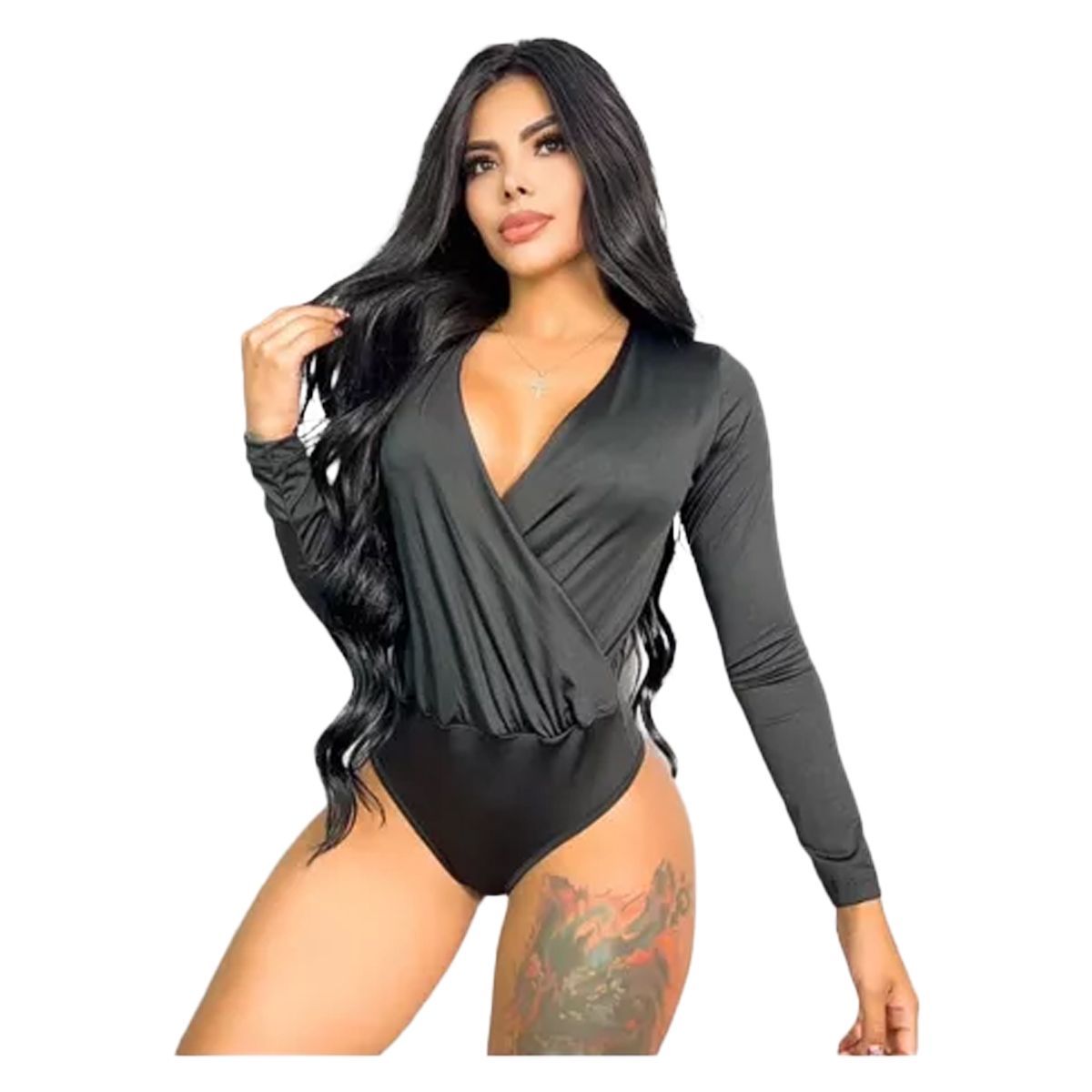 SYK - Body Para Mujer Color Negro Cruzado