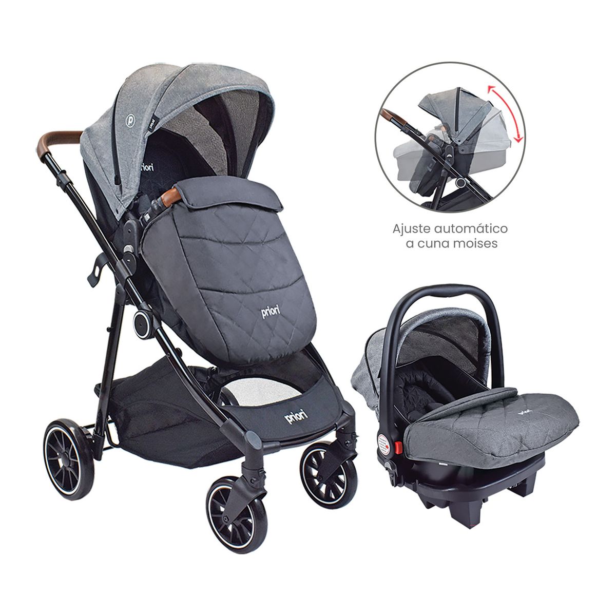 PRIORI - Coche bebé Travel System Aria Gris Priori