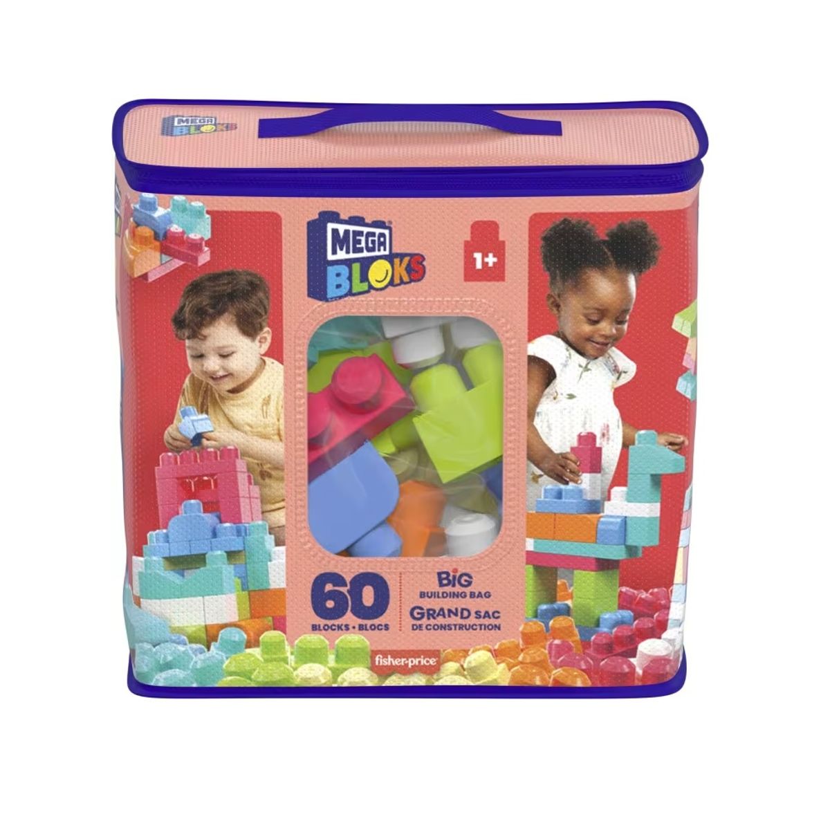 MEGA BLOKS - Mega Bloks Bolsa de Construccion Rosa 60 Piezas