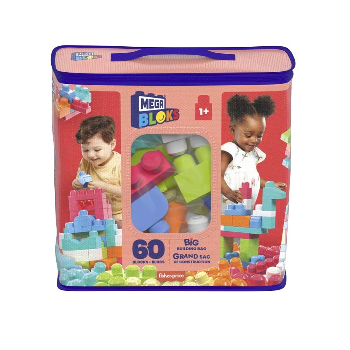 MEGA BLOKS - Mega Bloks Bolsa de Construccion Rosa 60 Piezas